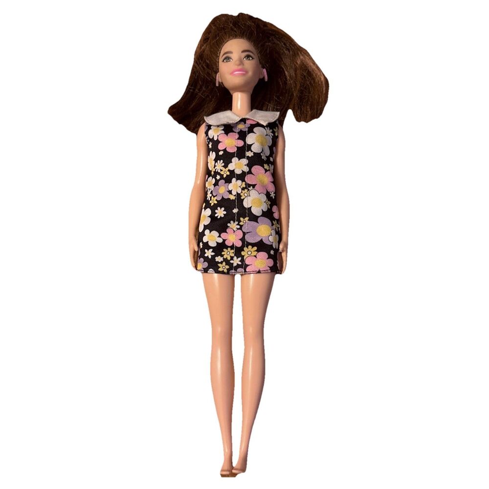 Barbie Fashionista Doll 187 Hearing Aids Smaller Bust Doll Floral Dress